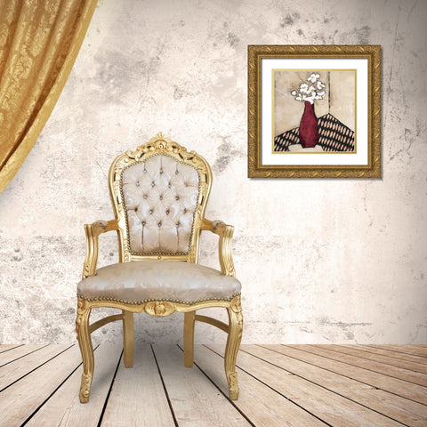 Red Vase Gold Ornate Wood Framed Art Print with Double Matting by Bagnato, Judi