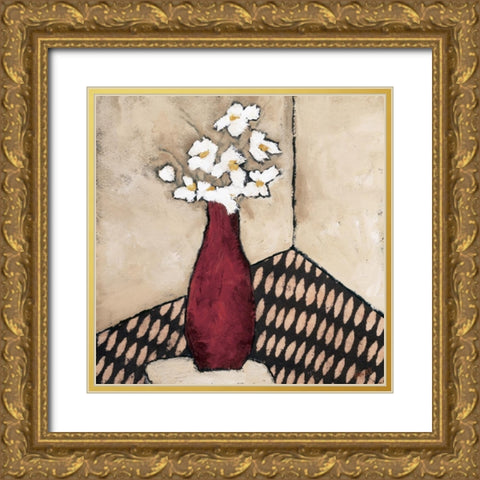 Red Vase Gold Ornate Wood Framed Art Print with Double Matting by Bagnato, Judi