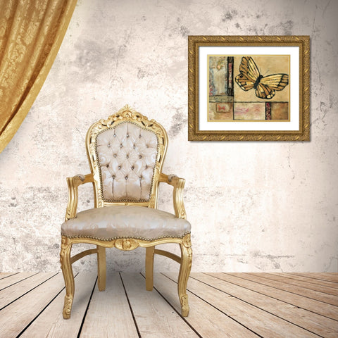 Butterfly in Yellow Gold Ornate Wood Framed Art Print with Double Matting by Bagnato, Judi