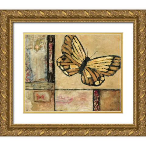 Butterfly in Yellow Gold Ornate Wood Framed Art Print with Double Matting by Bagnato, Judi