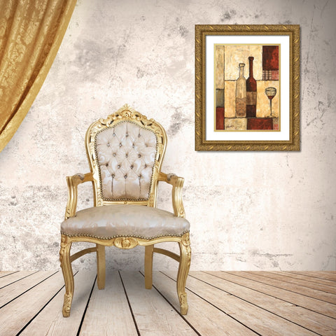 Wine for One Gold Ornate Wood Framed Art Print with Double Matting by Bagnato, Judi