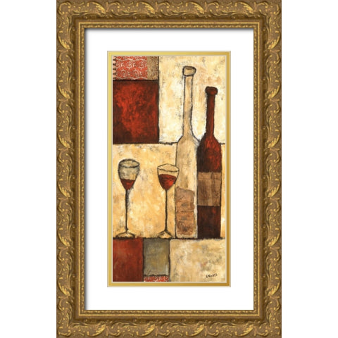 Wine for Two Gold Ornate Wood Framed Art Print with Double Matting by Bagnato, Judi