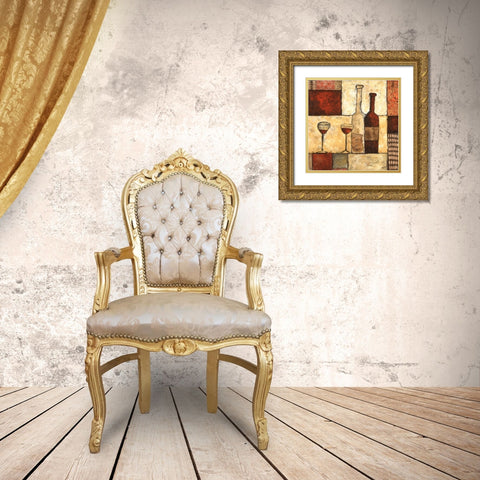 Wine for Two Gold Ornate Wood Framed Art Print with Double Matting by Bagnato, Judi