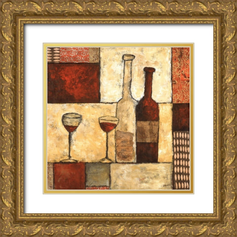 Wine for Two Gold Ornate Wood Framed Art Print with Double Matting by Bagnato, Judi