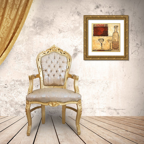 White Wine for Two Gold Ornate Wood Framed Art Print with Double Matting by Bagnato, Judi