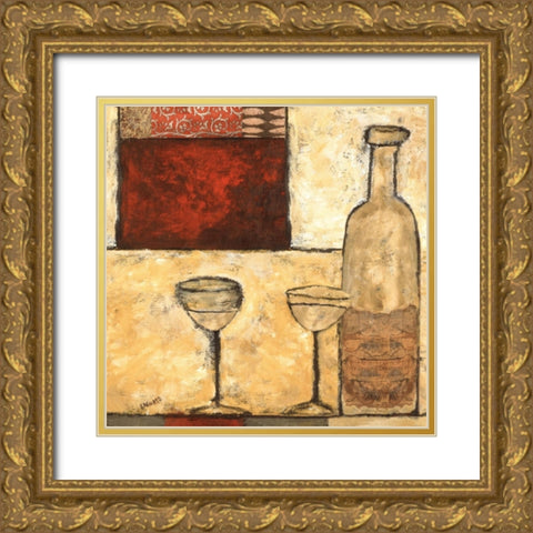 White Wine for Two Gold Ornate Wood Framed Art Print with Double Matting by Bagnato, Judi