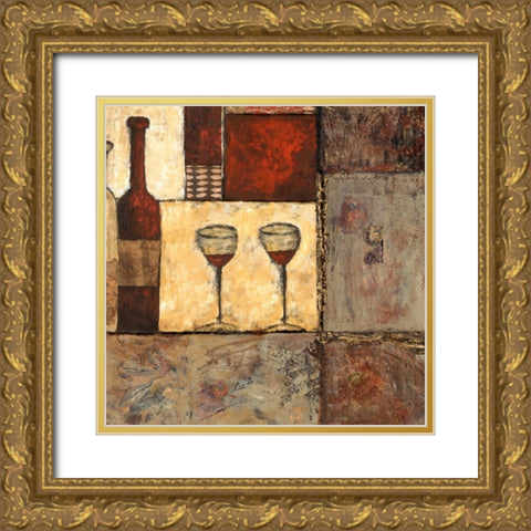 Red Wine for Two Gold Ornate Wood Framed Art Print with Double Matting by Bagnato, Judi