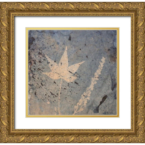 Leaf and Fern Gold Ornate Wood Framed Art Print with Double Matting by Blue