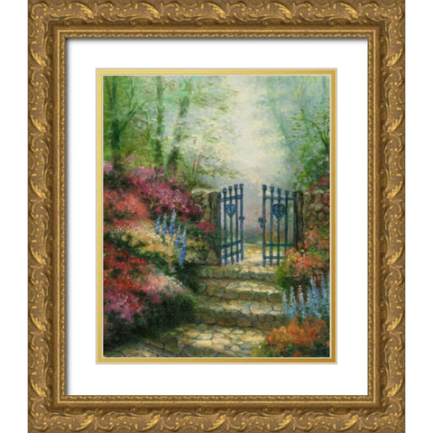Garden Gateway Gold Ornate Wood Framed Art Print with Double Matting by Chin, Art