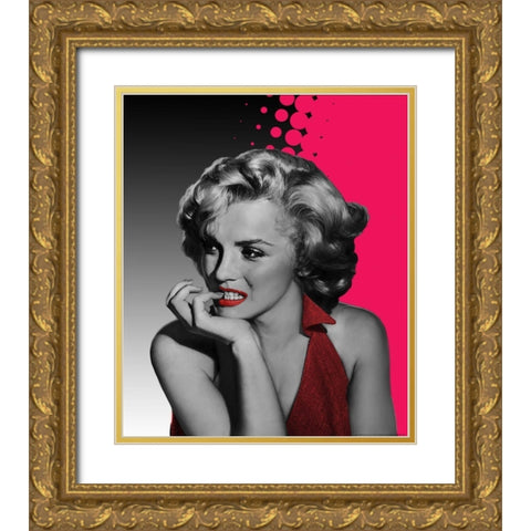 The Thinker in Red Dots Gold Ornate Wood Framed Art Print with Double Matting by Consani, Chris