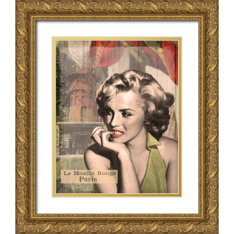 The Thinker Red Lips Gold Ornate Wood Framed Art Print with Double Matting by Consani, Chris