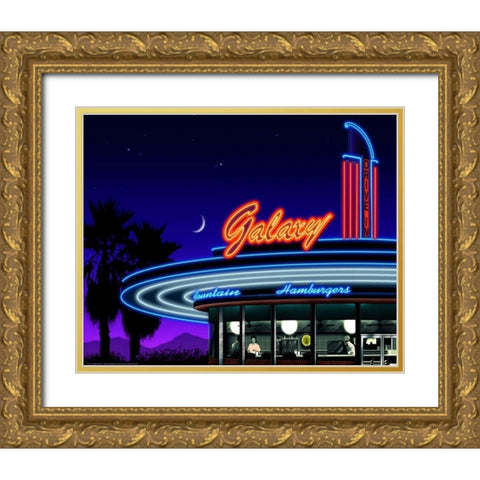 Galaxy Diner Gold Ornate Wood Framed Art Print with Double Matting by Flint, Helen