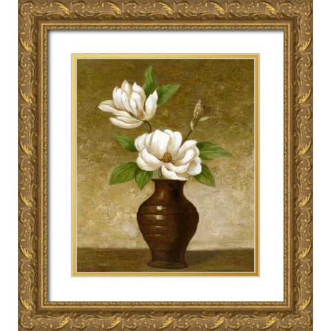 Flowering Magnolia Gold Ornate Wood Framed Art Print with Double Matting by Gaul, Charles