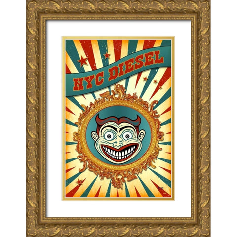 Nyc Diesel Gold Ornate Wood Framed Art Print with Double Matting by Has