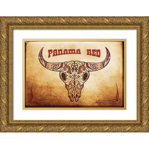 Panama Red Gold Ornate Wood Framed Art Print with Double Matting by Has