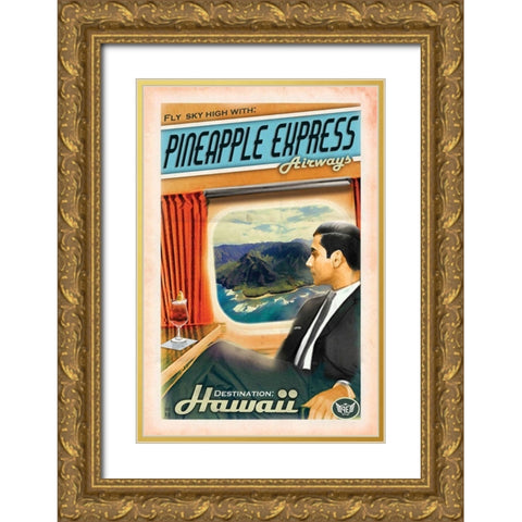 Pine Ex Air Gold Ornate Wood Framed Art Print with Double Matting by Has