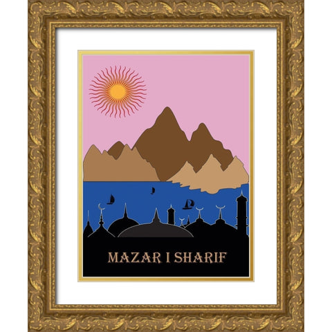 Mazar Gold Ornate Wood Framed Art Print with Double Matting by Has