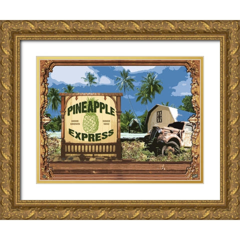 Pineapple Express Gold Ornate Wood Framed Art Print with Double Matting by Has