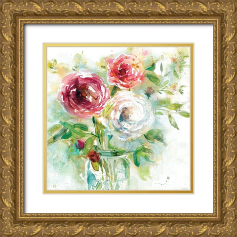 Garden Jar 1 Gold Ornate Wood Framed Art Print with Double Matting by Franklin, Elizabeth