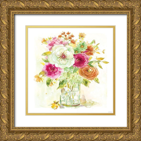 Garden Jar 5 Gold Ornate Wood Framed Art Print with Double Matting by Franklin, Elizabeth