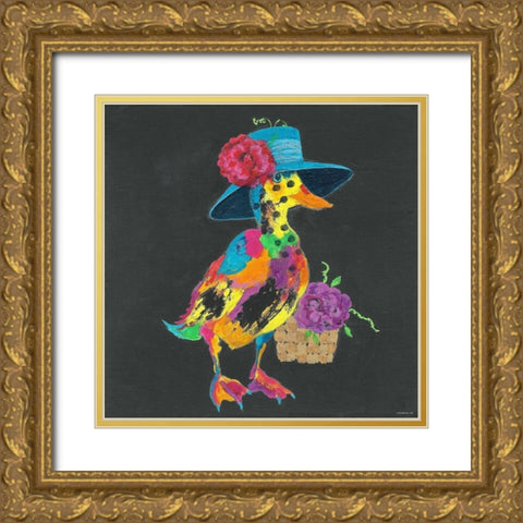 Duck IN DARK GRAY Gold Ornate Wood Framed Art Print with Double Matting by TBS