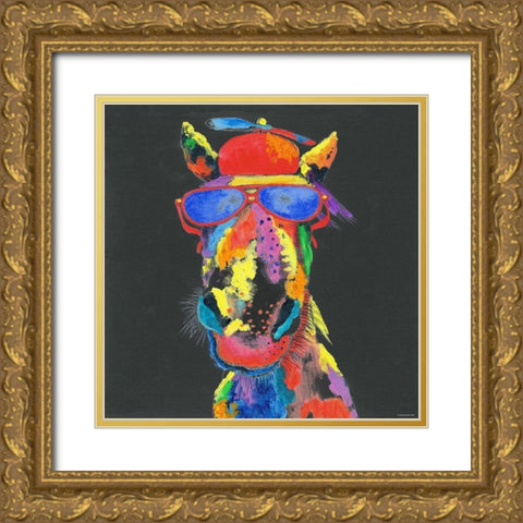 Horse IN DARK GRAY Gold Ornate Wood Framed Art Print with Double Matting by TBS