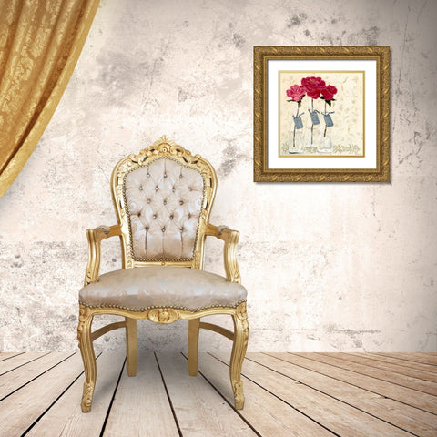 Inspired Pink Gold Ornate Wood Framed Art Print with Double Matting by Boem, O.