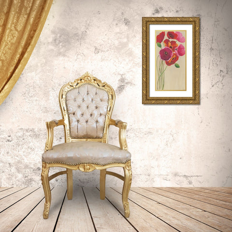 Tall Poppies 1 Gold Ornate Wood Framed Art Print with Double Matting by Summers, Elle