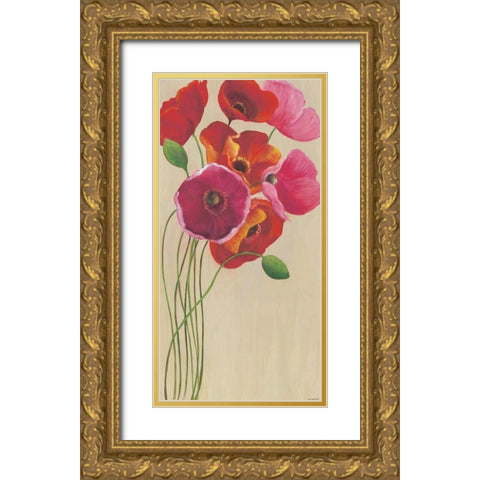 Tall Poppies 1 Gold Ornate Wood Framed Art Print with Double Matting by Summers, Elle