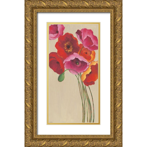 Tall Poppies 2 Gold Ornate Wood Framed Art Print with Double Matting by Summers, Elle