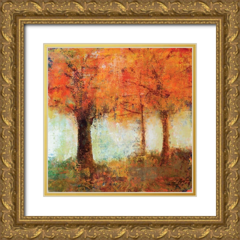 Fall Trees Gold Ornate Wood Framed Art Print with Double Matting by Sokol-Hohne