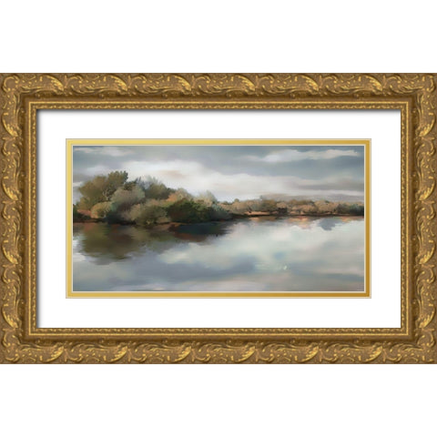 River Fields Gold Ornate Wood Framed Art Print with Double Matting by Sokol-Hohne