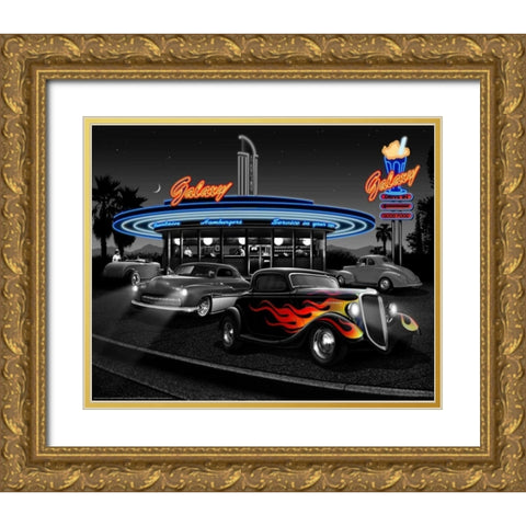 Galaxy Diner Gold Ornate Wood Framed Art Print with Double Matting by Flint, Helen