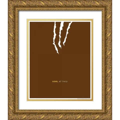 Howl At This Gold Ornate Wood Framed Art Print with Double Matting by Brando, JJ
