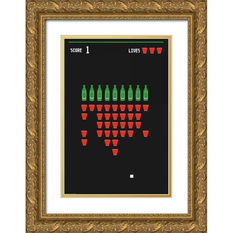 Beer Pong Gold Ornate Wood Framed Art Print with Double Matting by Brando, JJ