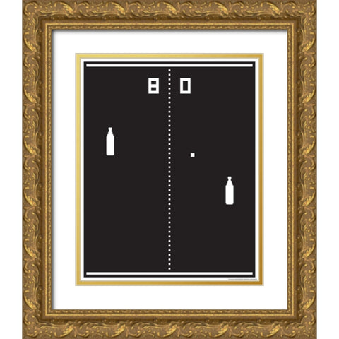 New Pong Gold Ornate Wood Framed Art Print with Double Matting by Brando, JJ