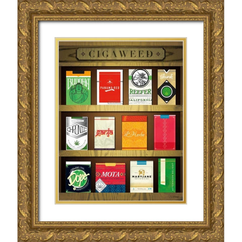 Cigaweed Gold Ornate Wood Framed Art Print with Double Matting by Brando, JJ