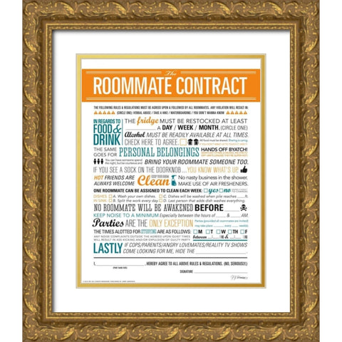 Roommate Contract Gold Ornate Wood Framed Art Print with Double Matting by Brando, JJ