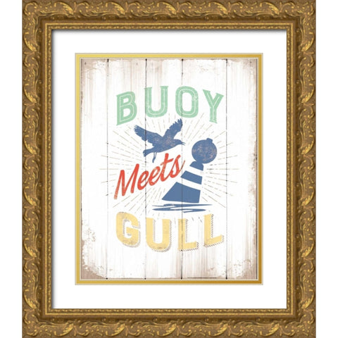 Buoy Meets Gull Gold Ornate Wood Framed Art Print with Double Matting by Brando, JJ