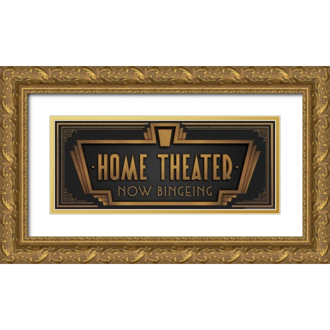 Home Theater Gold Ornate Wood Framed Art Print with Double Matting by Brando, JJ