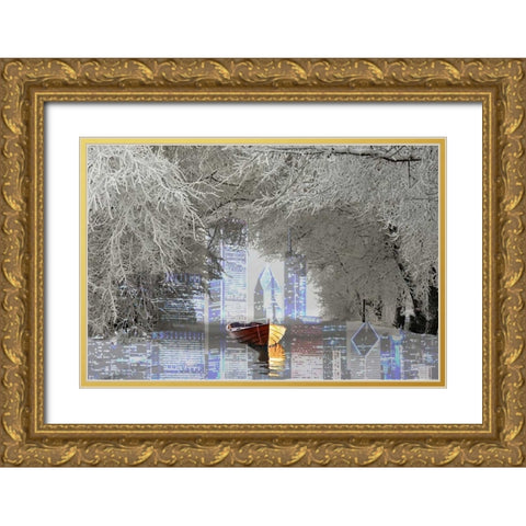 Skyline Gold Ornate Wood Framed Art Print with Double Matting by Kat