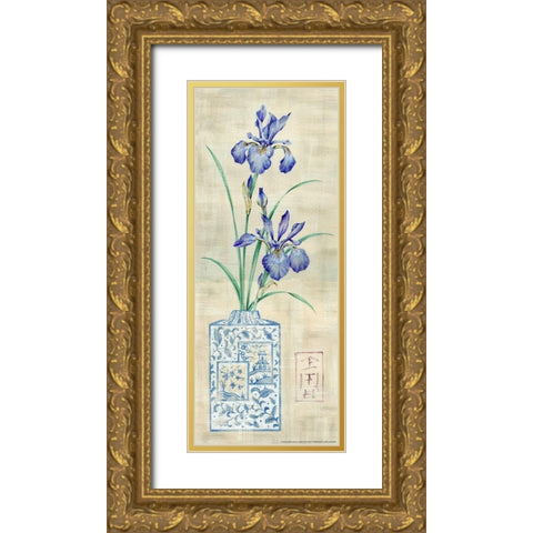 Asian Floral 1 Gold Ornate Wood Framed Art Print with Double Matting by Lake, Claire