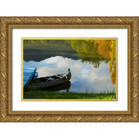 Lake Reflection Gold Ornate Wood Framed Art Print with Double Matting by Linden, Sally