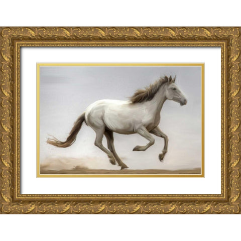 Against The Wind Gold Ornate Wood Framed Art Print with Double Matting by Linden, Sally