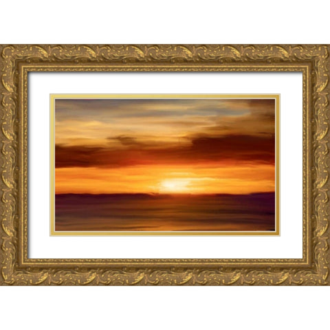 Ocean 2 Gold Ornate Wood Framed Art Print with Double Matting by Linden, Sally