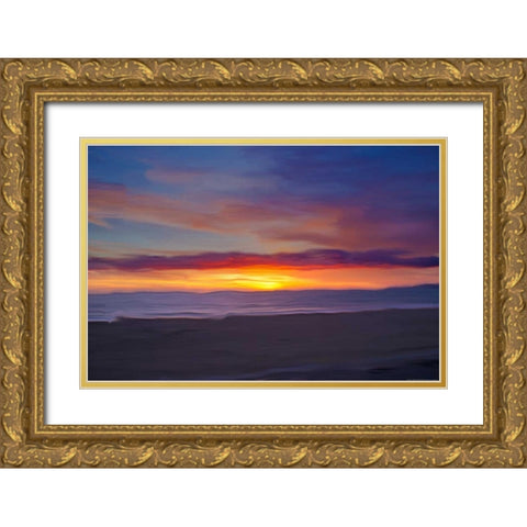 Ocean 9 Gold Ornate Wood Framed Art Print with Double Matting by Linden, Sally