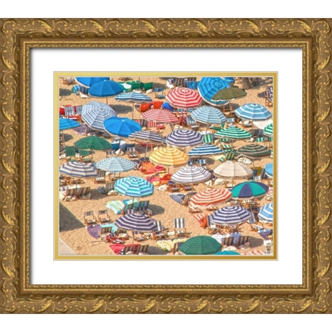 Umbrellas 1 Gold Ornate Wood Framed Art Print with Double Matting by Linden, Sally