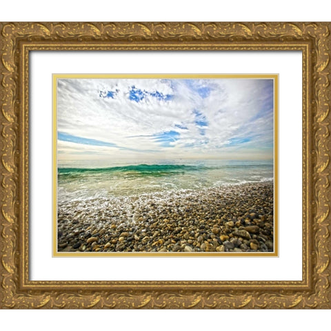 Emerald Wave Gold Ornate Wood Framed Art Print with Double Matting by Linden, Sally