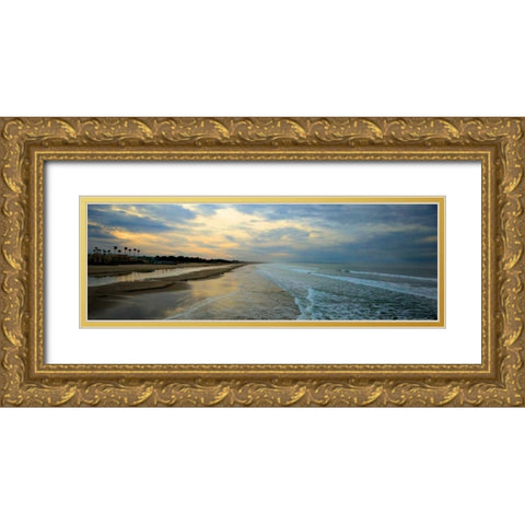 Beach Sky Gold Ornate Wood Framed Art Print with Double Matting by Linden, Sally