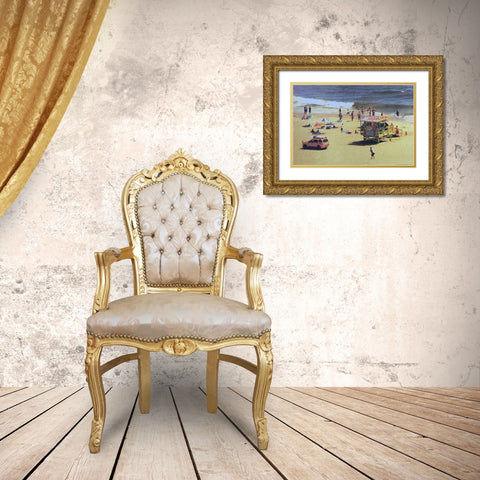 Beach Gold Ornate Wood Framed Art Print with Double Matting by Linden, Sally